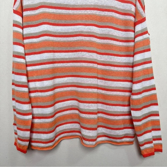 Tommy Bahama Womens Medium Linen Orange Stripe Long Sleeve Top - Picture 3 of 12